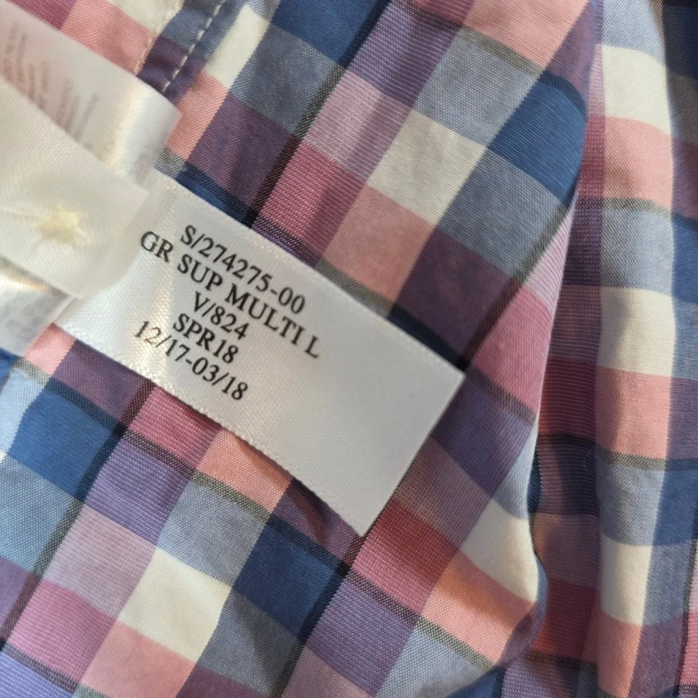 Banana Republic Mens S Blue Pink Plaid Button Down Grant Fit Supima Cotton Shirt